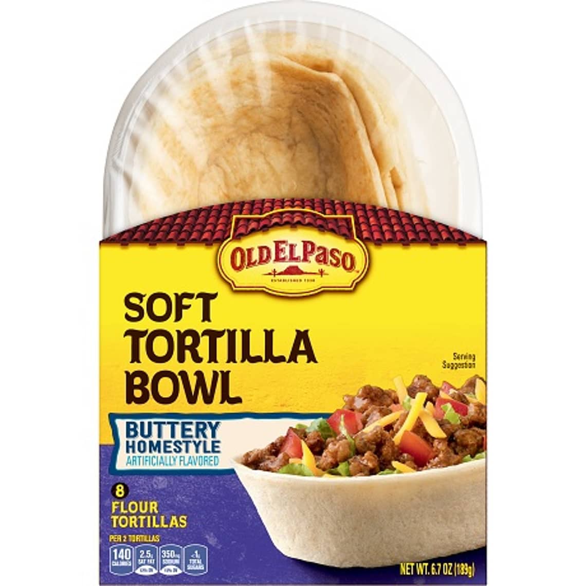 Old El Paso Buttery Homestyle Soft Tortilla Bowls 8 Count